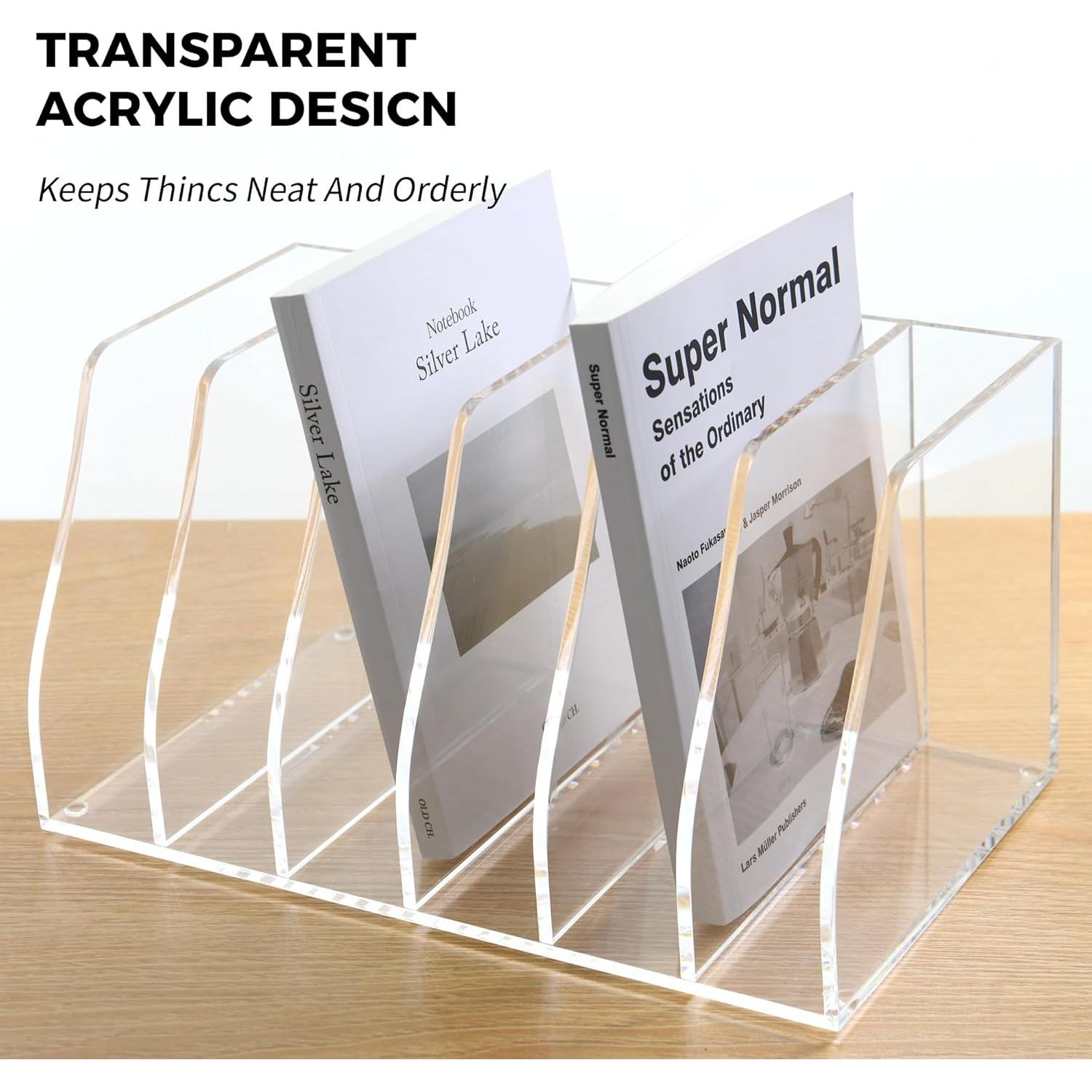 Soporte de Revistas Acrílico AIMOLLY 6 Compartimentos 30x18x16cm