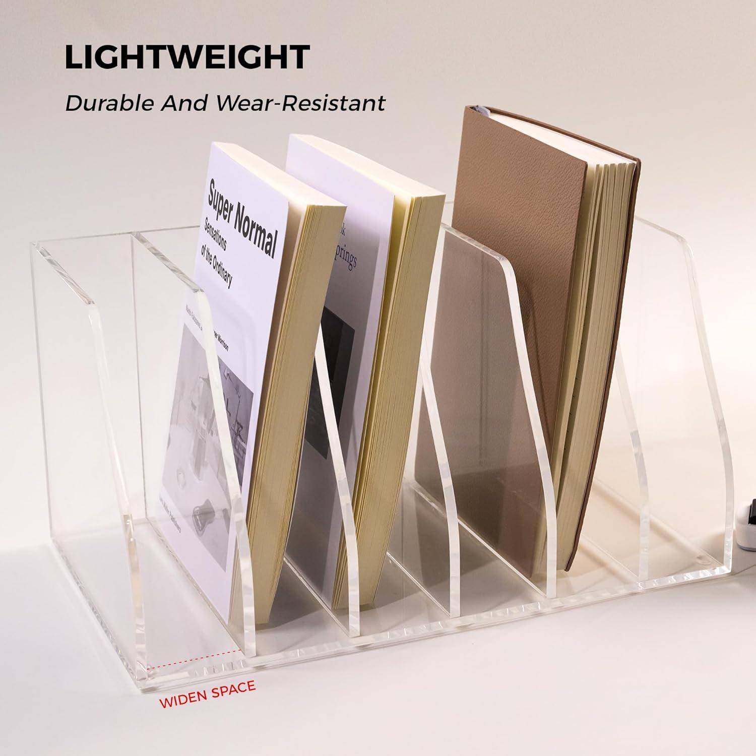 Soporte de Revistas Acrílico AIMOLLY 6 Compartimentos 30x18x16cm