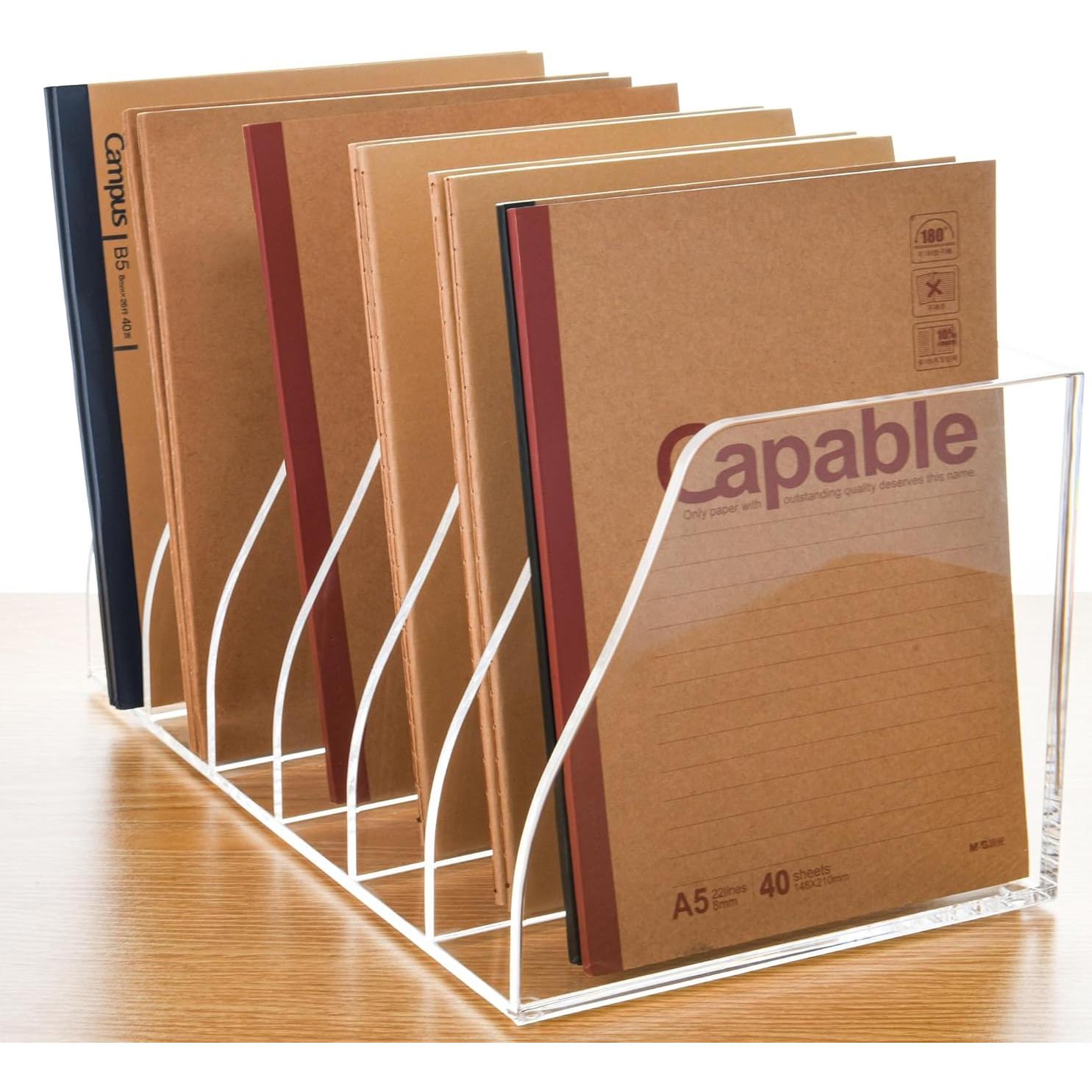 Soporte de Revistas Acrílico AIMOLLY 6 Compartimentos 30x18x16cm