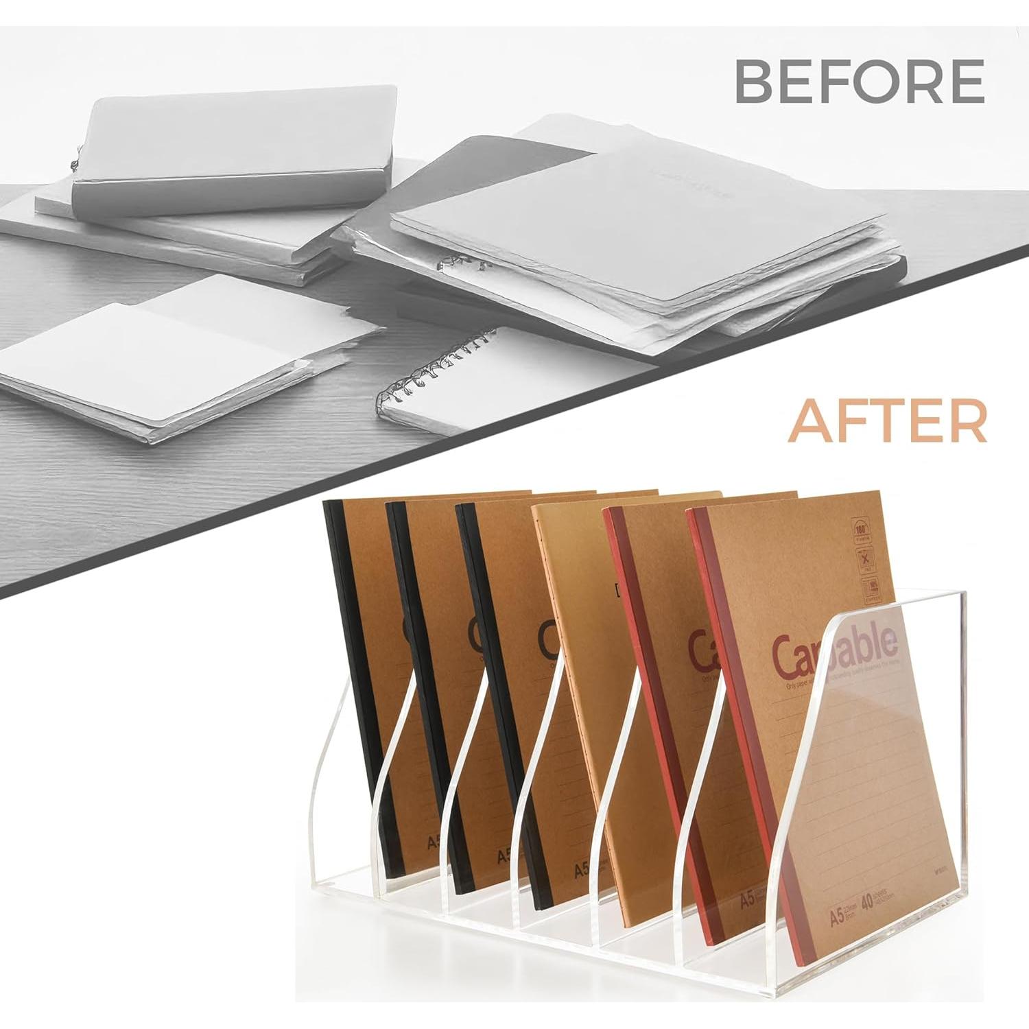 Soporte de Revistas Acrílico AIMOLLY 6 Compartimentos 30x18x16cm