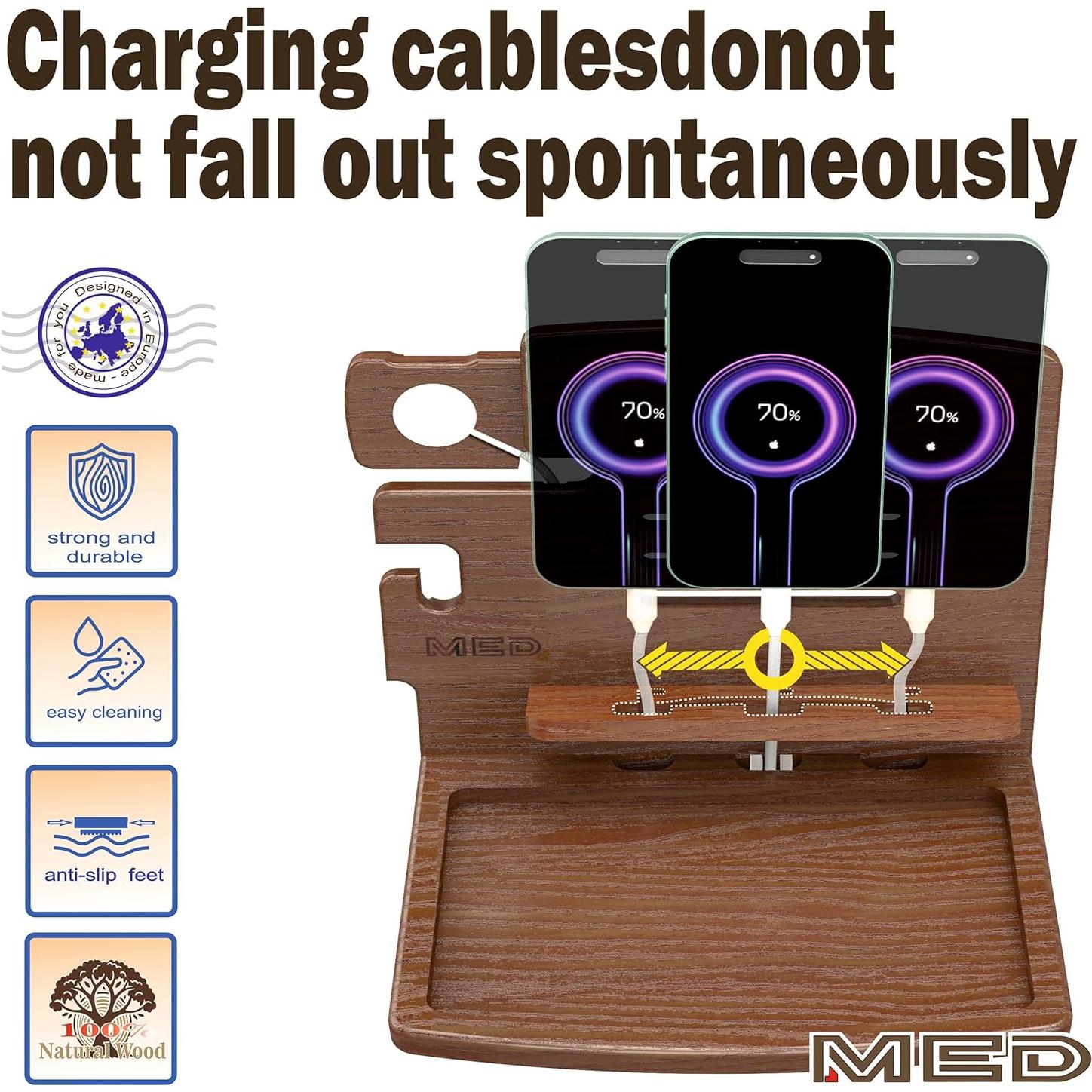 Estación de Acoplamiento de Madera MED-1W - Organizador de Escritorio