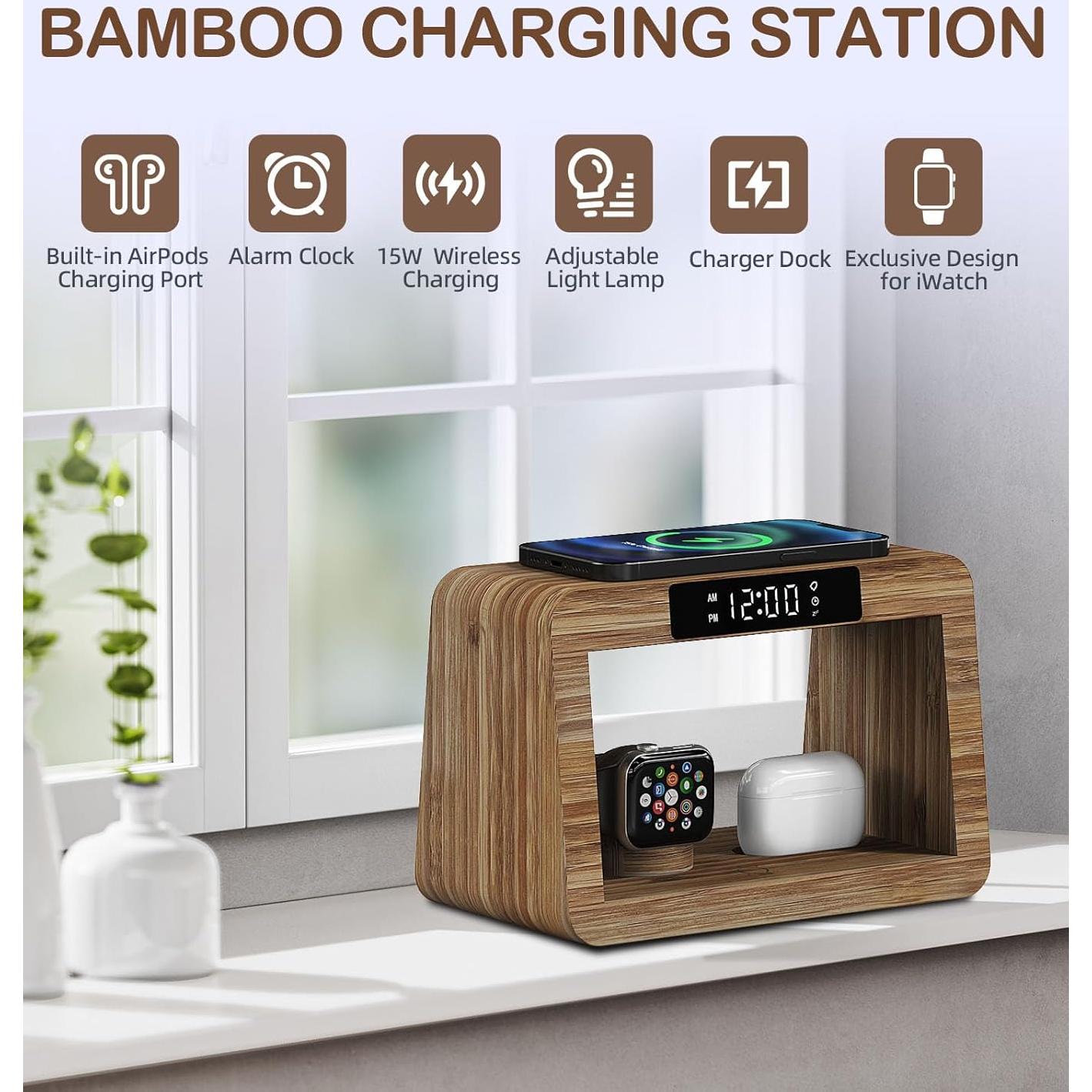 Estación de Carga Inalámbrica 15W Alltripal con Reloj y Luz