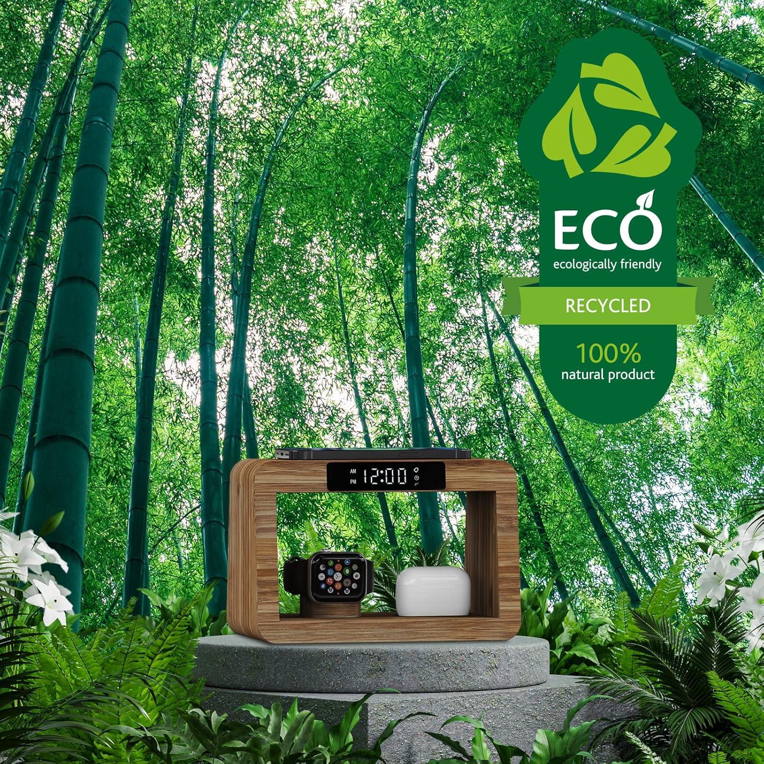 Estación de Carga Inalámbrica 15W Alltripal con Reloj y Luz