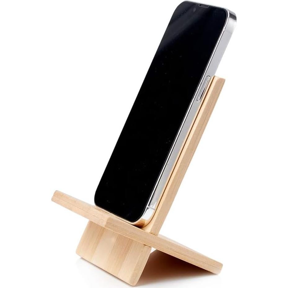 Soporte de Teléfono de Bambú FadyDail con Agujero de Carga