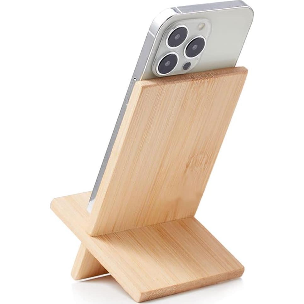 Soporte de Teléfono de Bambú FadyDail con Agujero de Carga