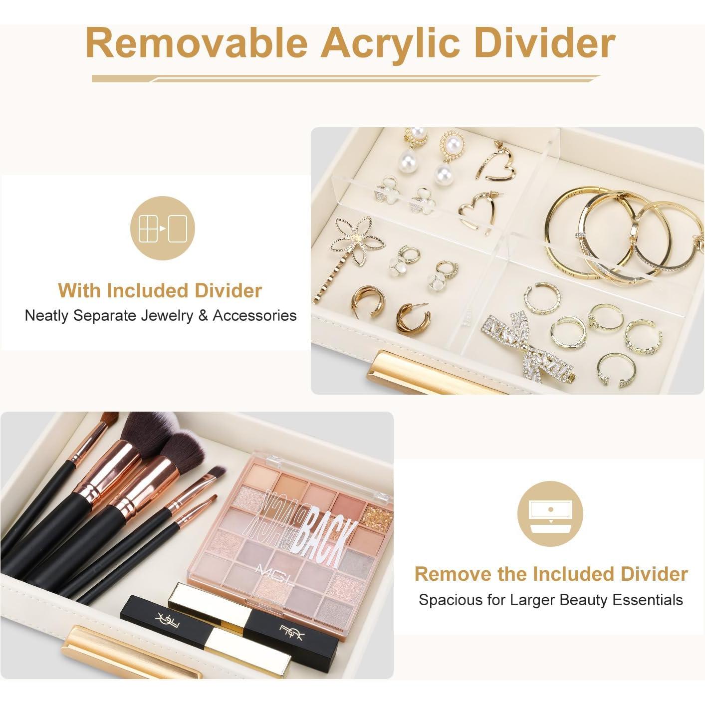 Bandeja Organizadora de Cuero PU GORESE con Cajón Blanco