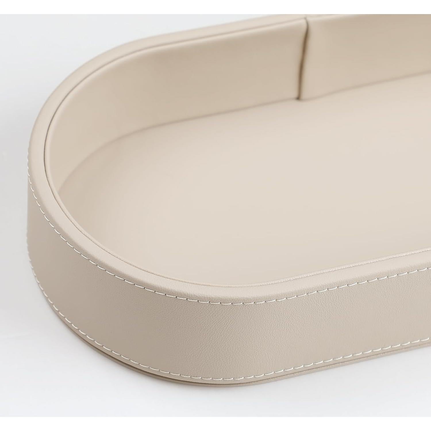 Bandeja Ovalada de Valet NICLNGSH de Cuero PU Beige 27.94x15.24 cm