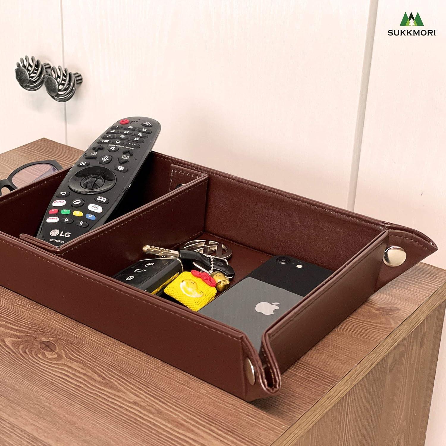 Bandeja de Valet SUKKMORI de Cuero PU Marrón 26.9x20.5 cm