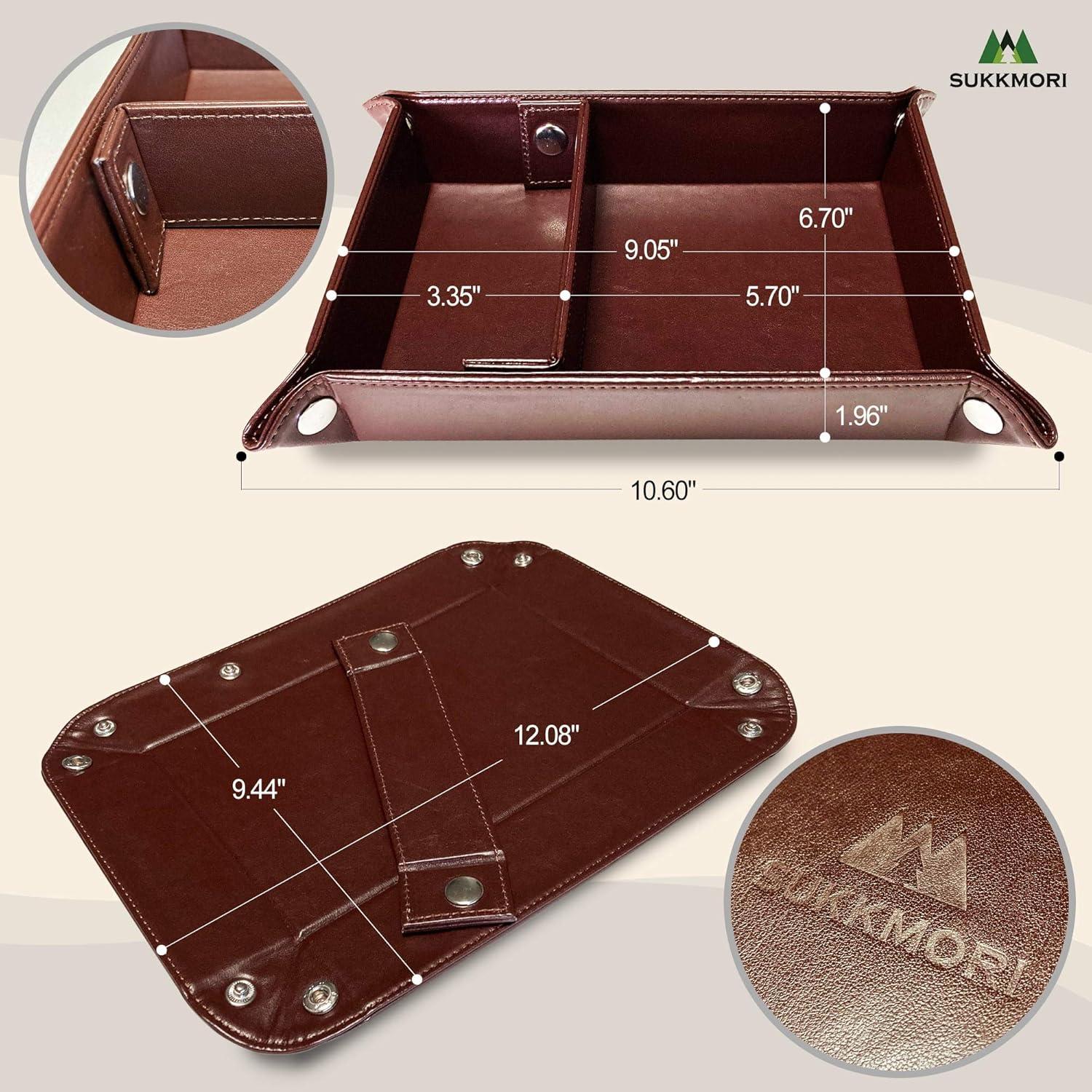 Bandeja de Valet SUKKMORI de Cuero PU Marrón 26.9x20.5 cm