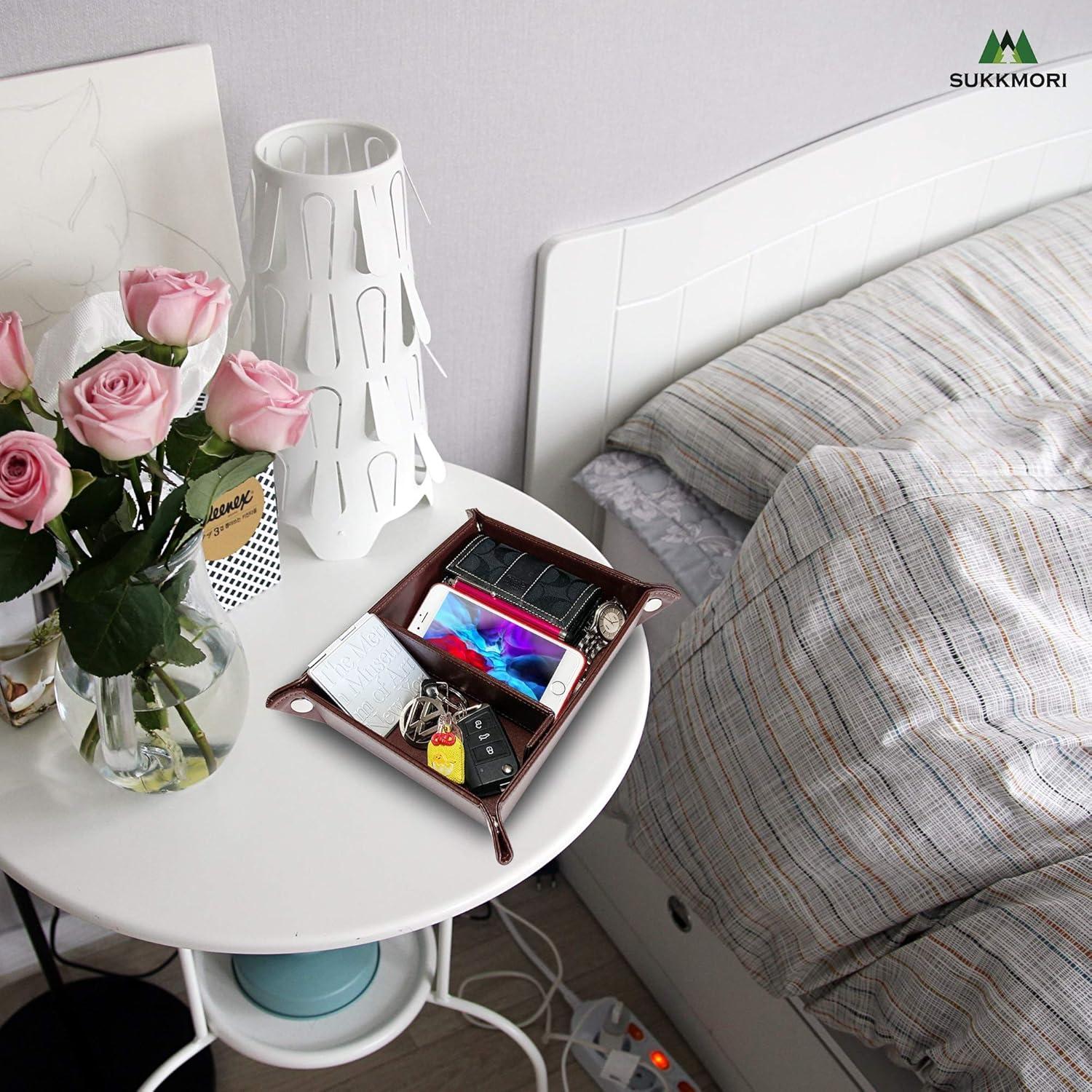 Bandeja de Valet SUKKMORI de Cuero PU Marrón 26.9x20.5 cm