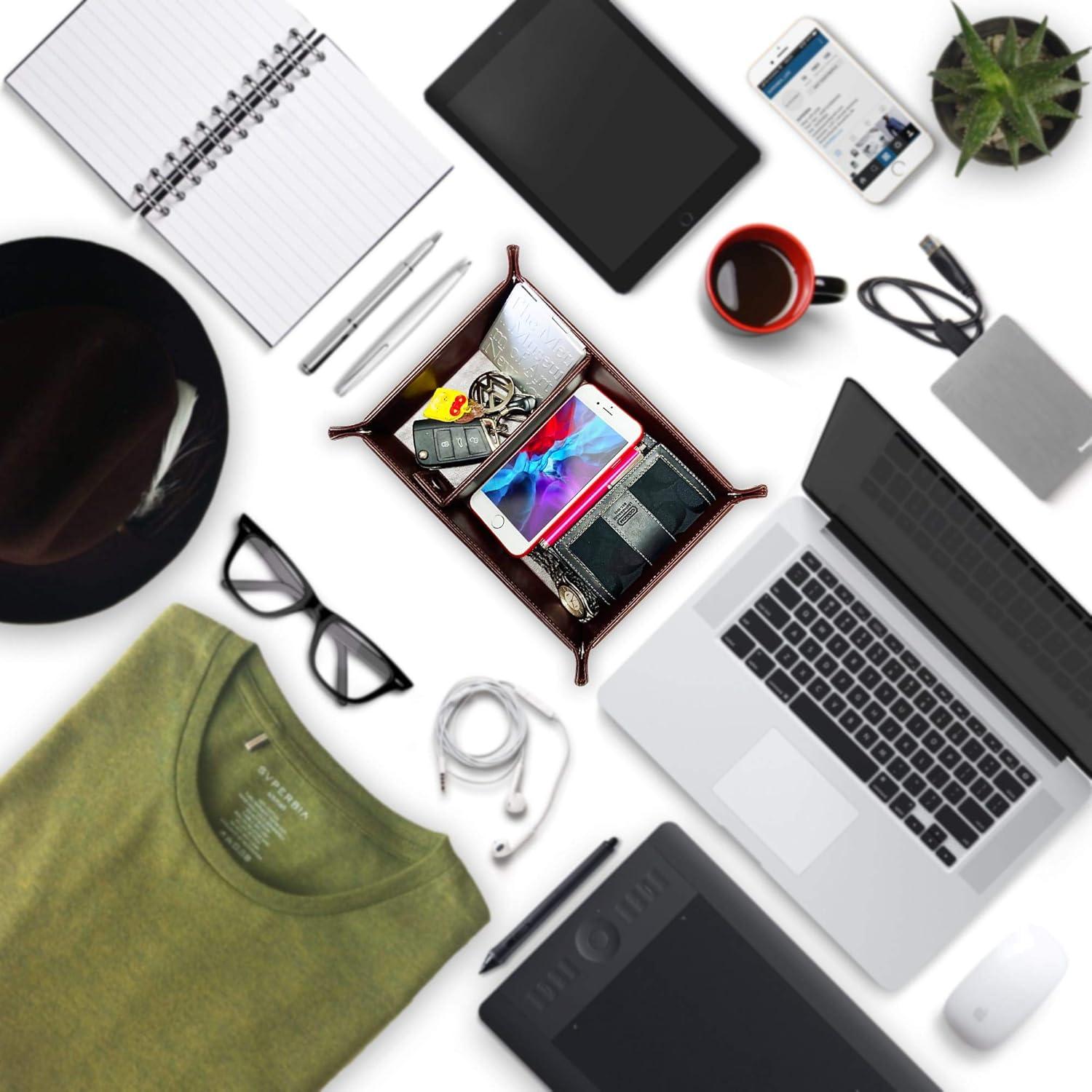 Bandeja de Valet SUKKMORI de Cuero PU Marrón 26.9x20.5 cm