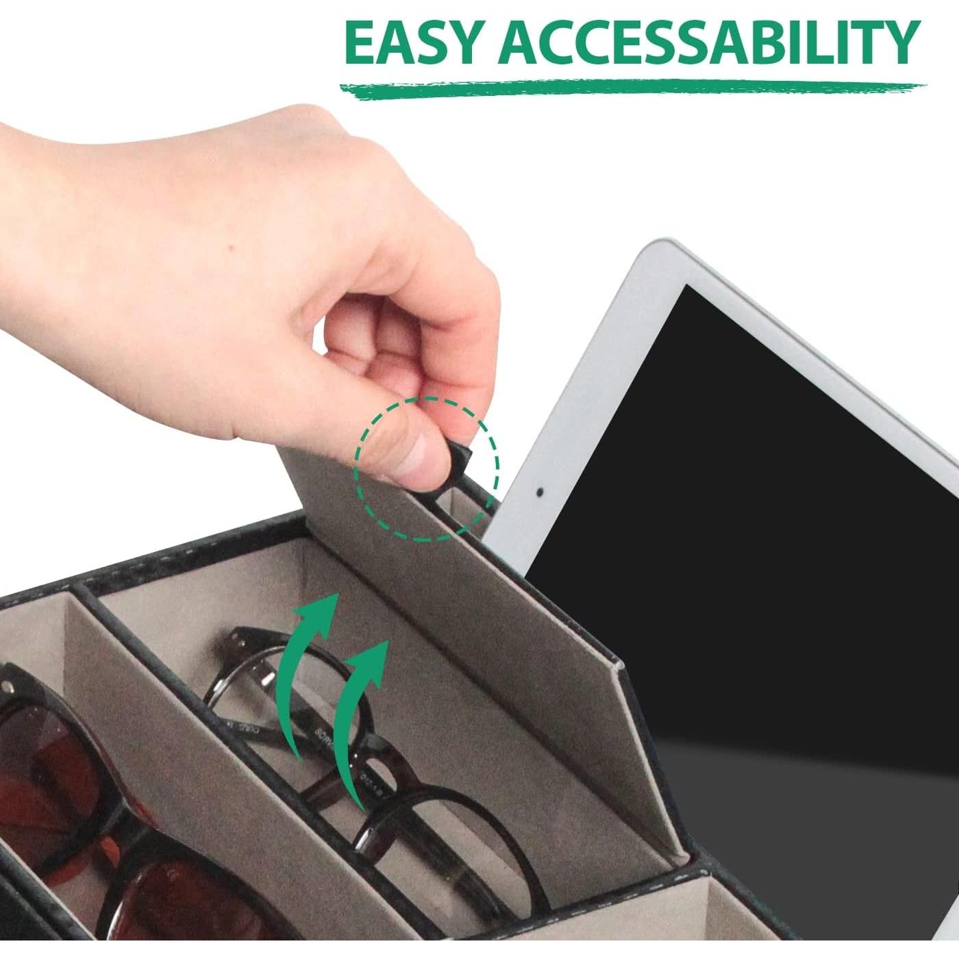 Organizador de Mesita de Noche JackCubeDesign Cuero Negro 28x27cm