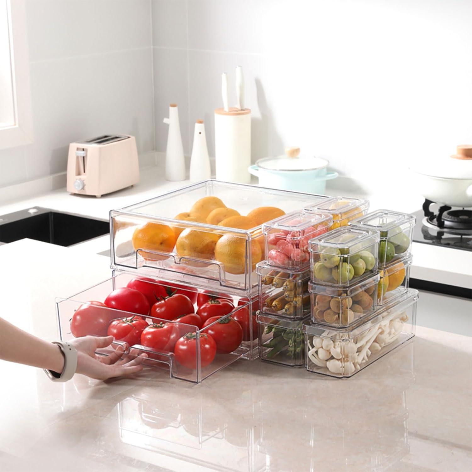 Organizadores de Refrigerador YINGRACE 10 Paquete Apilables