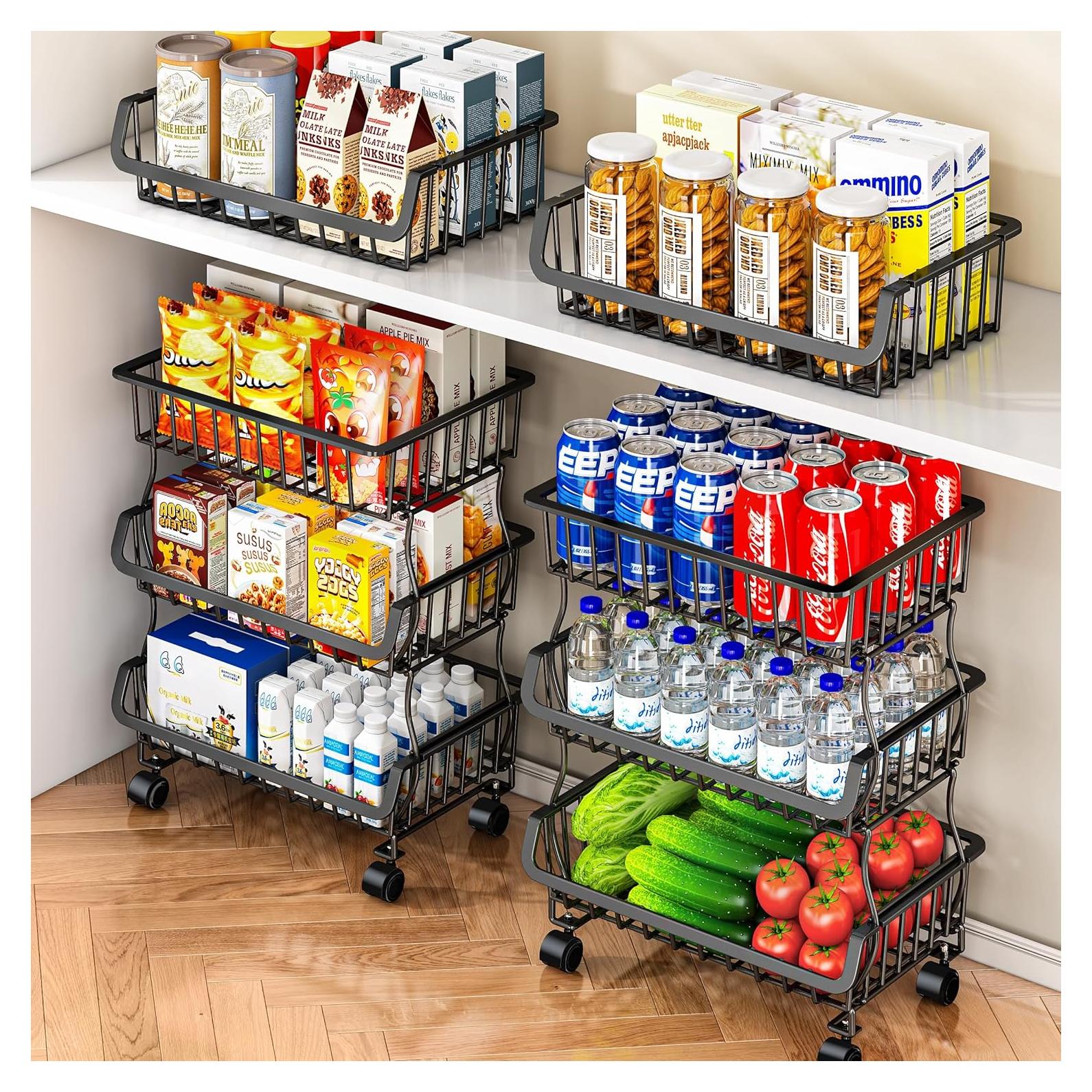 Carrito de Almacenamiento Rodante Gsiekare 3 Niveles Negro