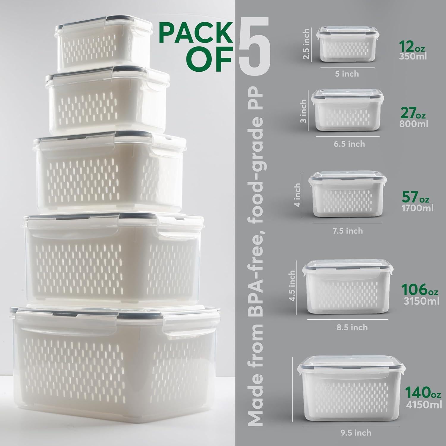 Set de 5 Contenedores de Almacenamiento BreezyHome 1.48kg