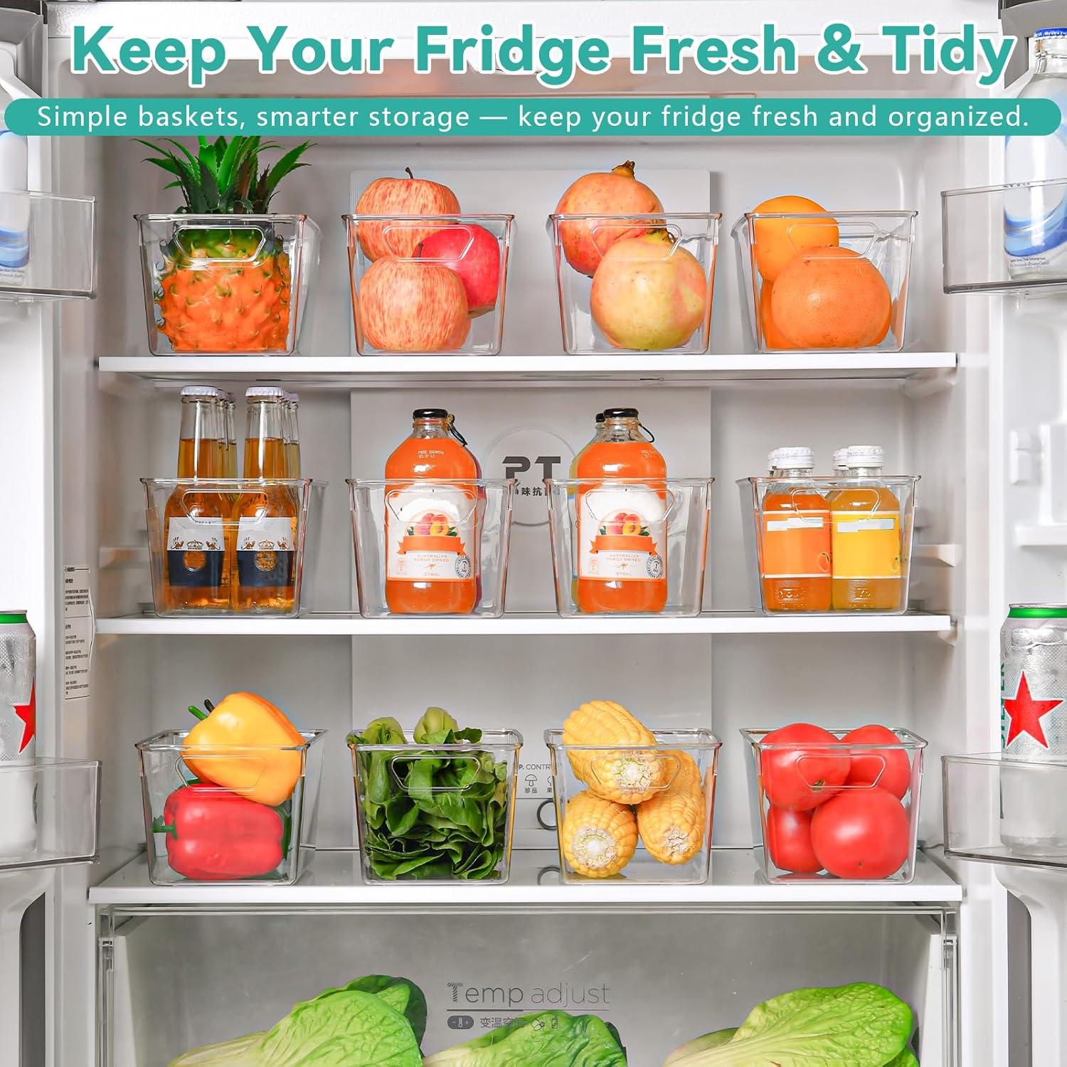 Paquete de 12 Bins de Almacenamiento Acrílico Transparente 23.6x13.2cm