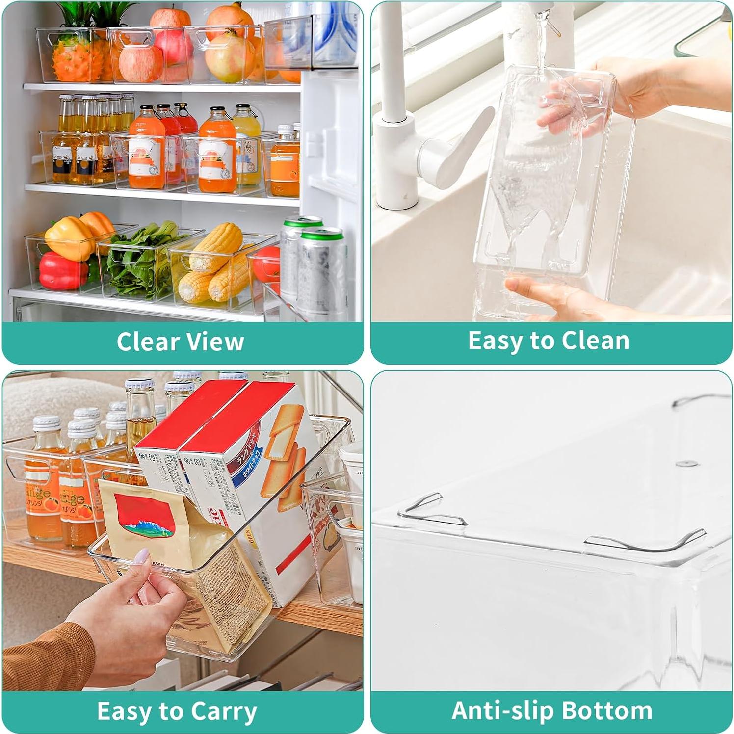 Paquete de 12 Bins de Almacenamiento Acrílico Transparente 23.6x13.2cm