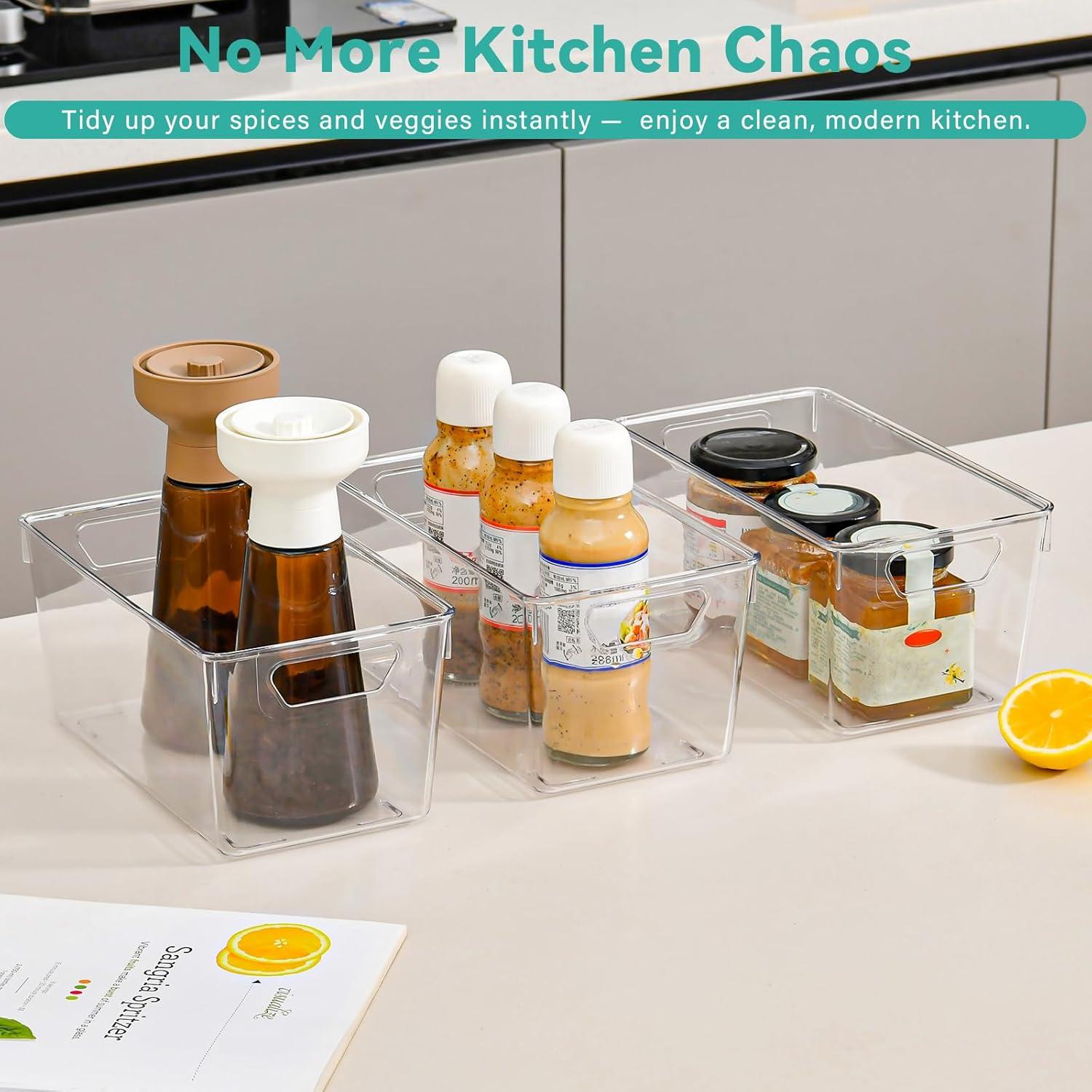 Paquete de 12 Bins de Almacenamiento Acrílico Transparente 23.6x13.2cm