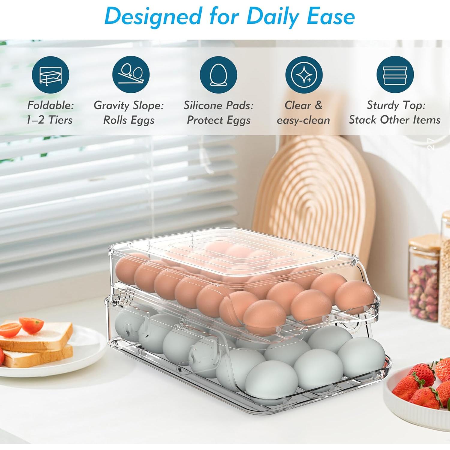 Organizador de Huevos GleeNflux Plegable 42 Huevos Transparente