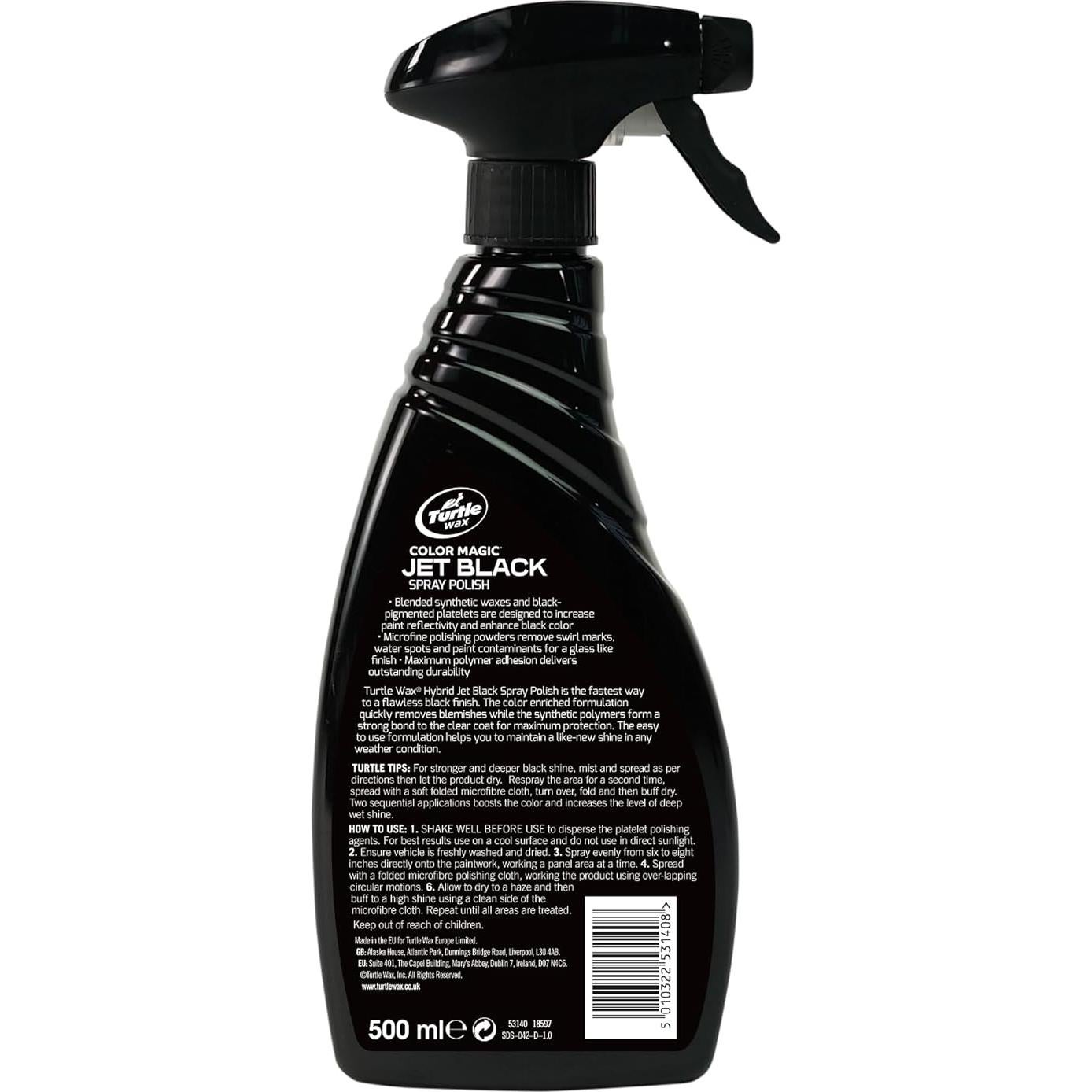 Spray Pulidor Turtle Wax 53140 Jet Black 500ml para Autos