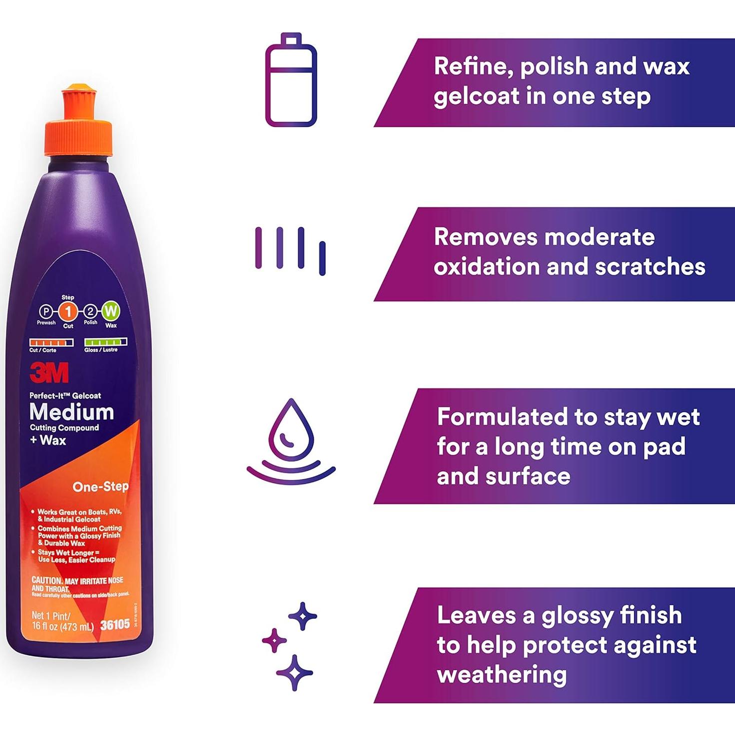 Compuesto de Corte Medio + Cera 3M Perfect-It 36105, 0.47L