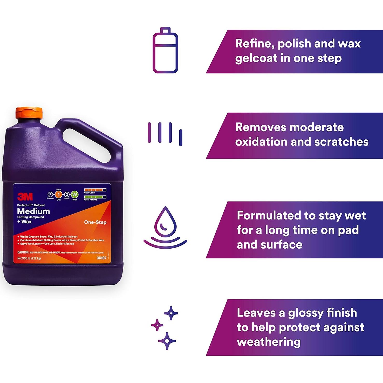 Compuesto de Corte Medio Gelcoat 3M Perfect-It + Cera 3.785L