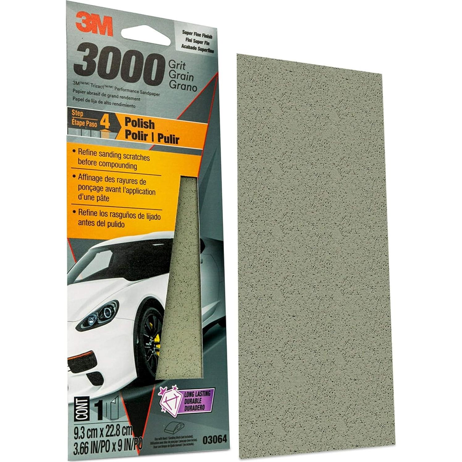 Papel de Lija 3M 3000 Grano 9x22.8 cm para Pulido