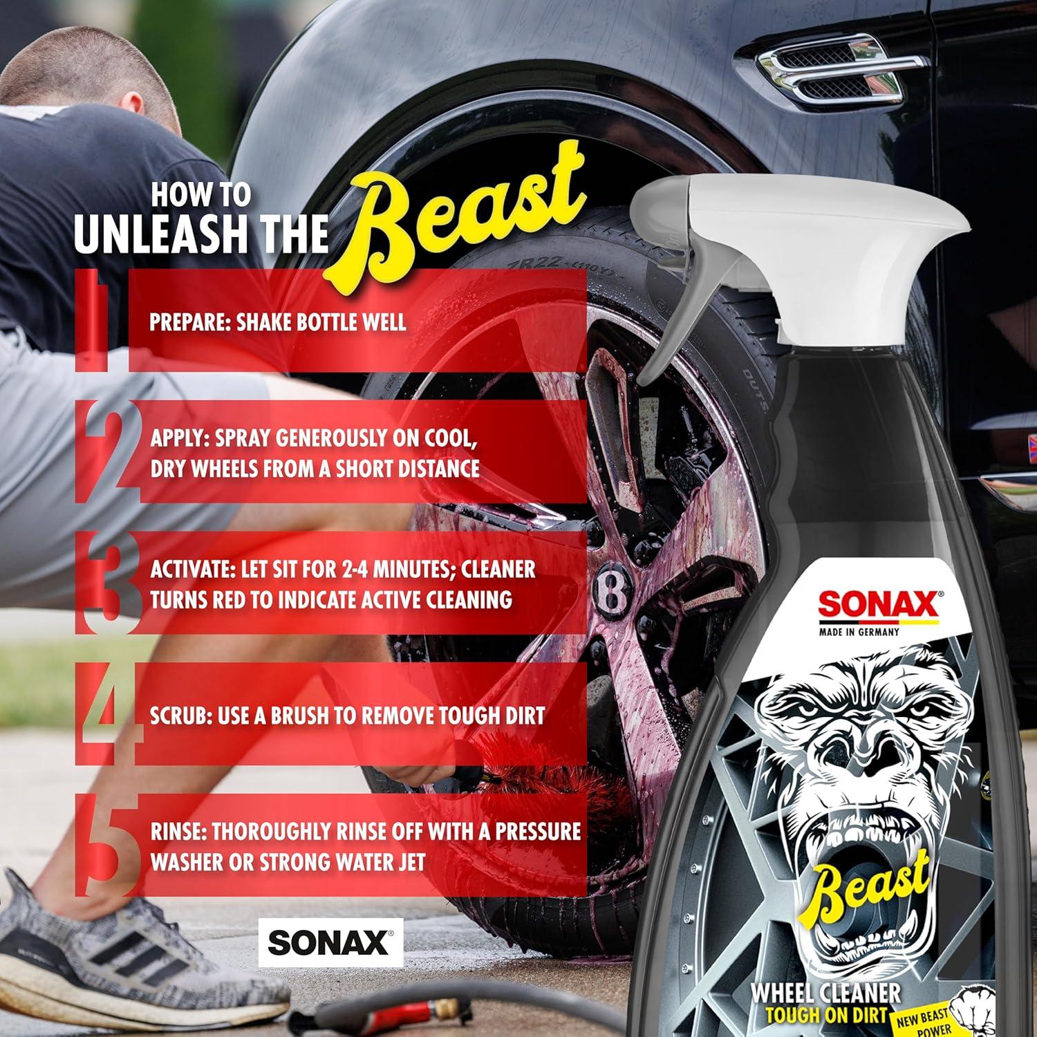 Limpiador de Ruedas SONAX Beast 1L | Cambia de Color | Sin Ácido