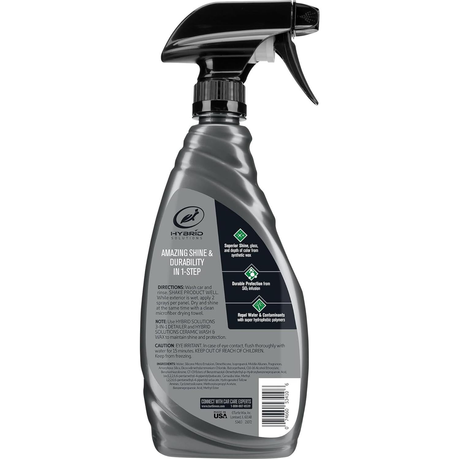 Cera Híbrida Turtle Wax 53410 - Brillo y Protección 6x26 oz