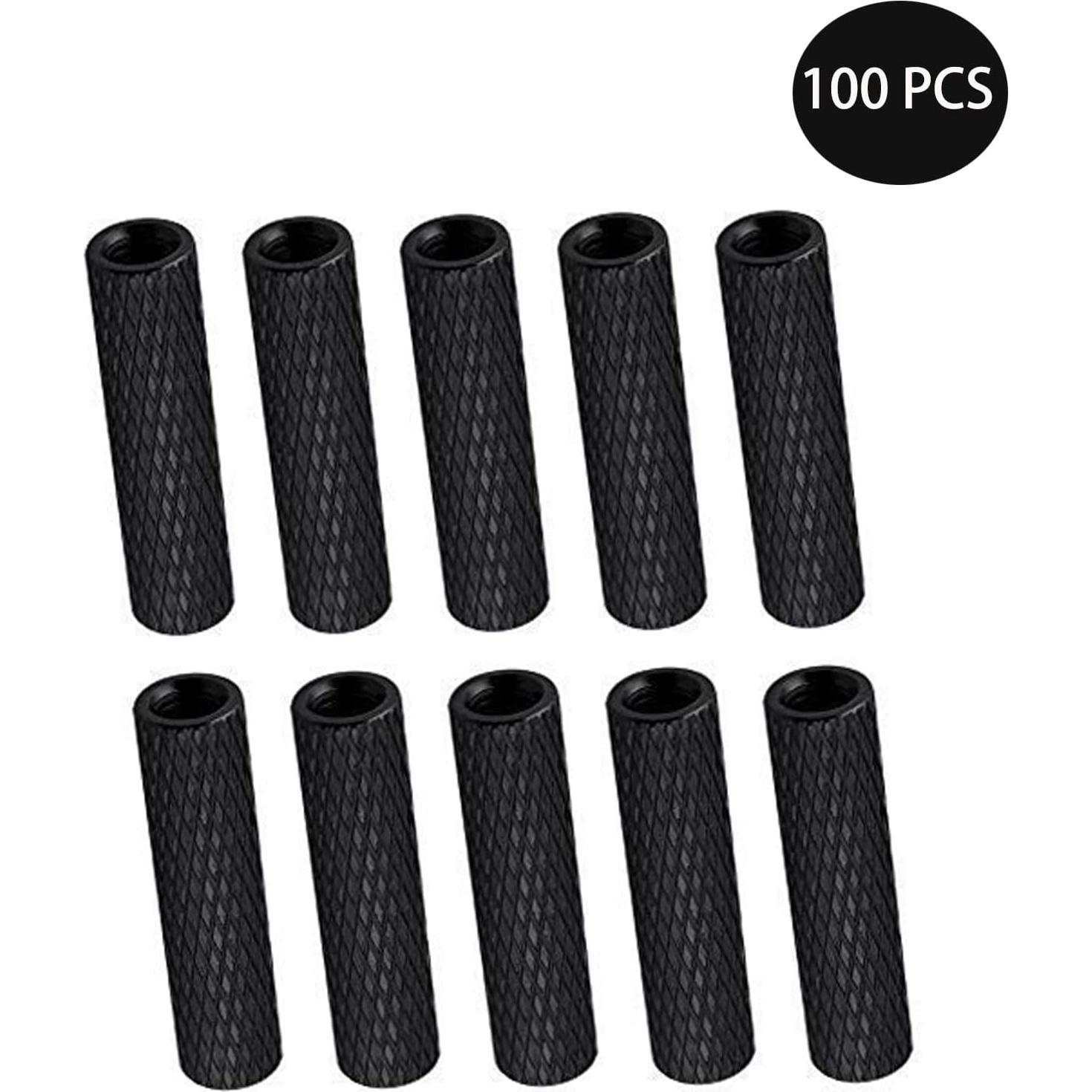 100 Pcs Separadores Estriados M3X35 RCsupplier Negro