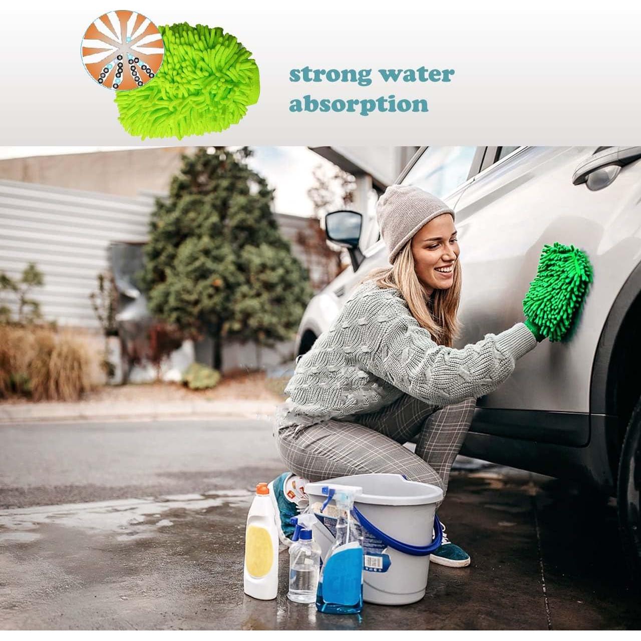 Guantes de Lavado de Autos HeGangLy Microfibra 2 Piezas Sin Rayones