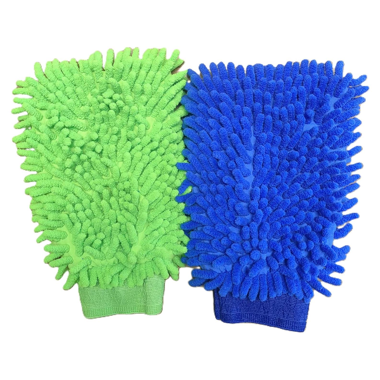 Mitts de Limpieza de Microfibra Besmelody - Paquete de 2 Verde/Azul