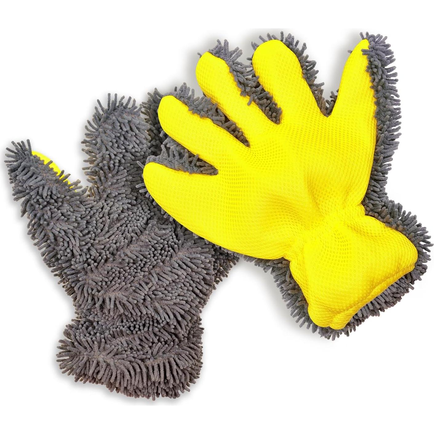 Guantes de Limpieza de Microfibra QMX 5 Dedos Amarillo 2p