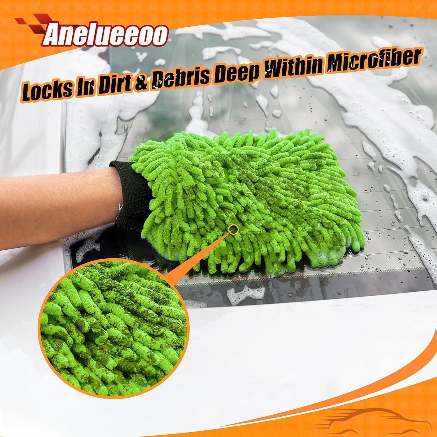 Mitón de Lavado de Autos Anelueeoo Microfibra Chenille 20x30cm