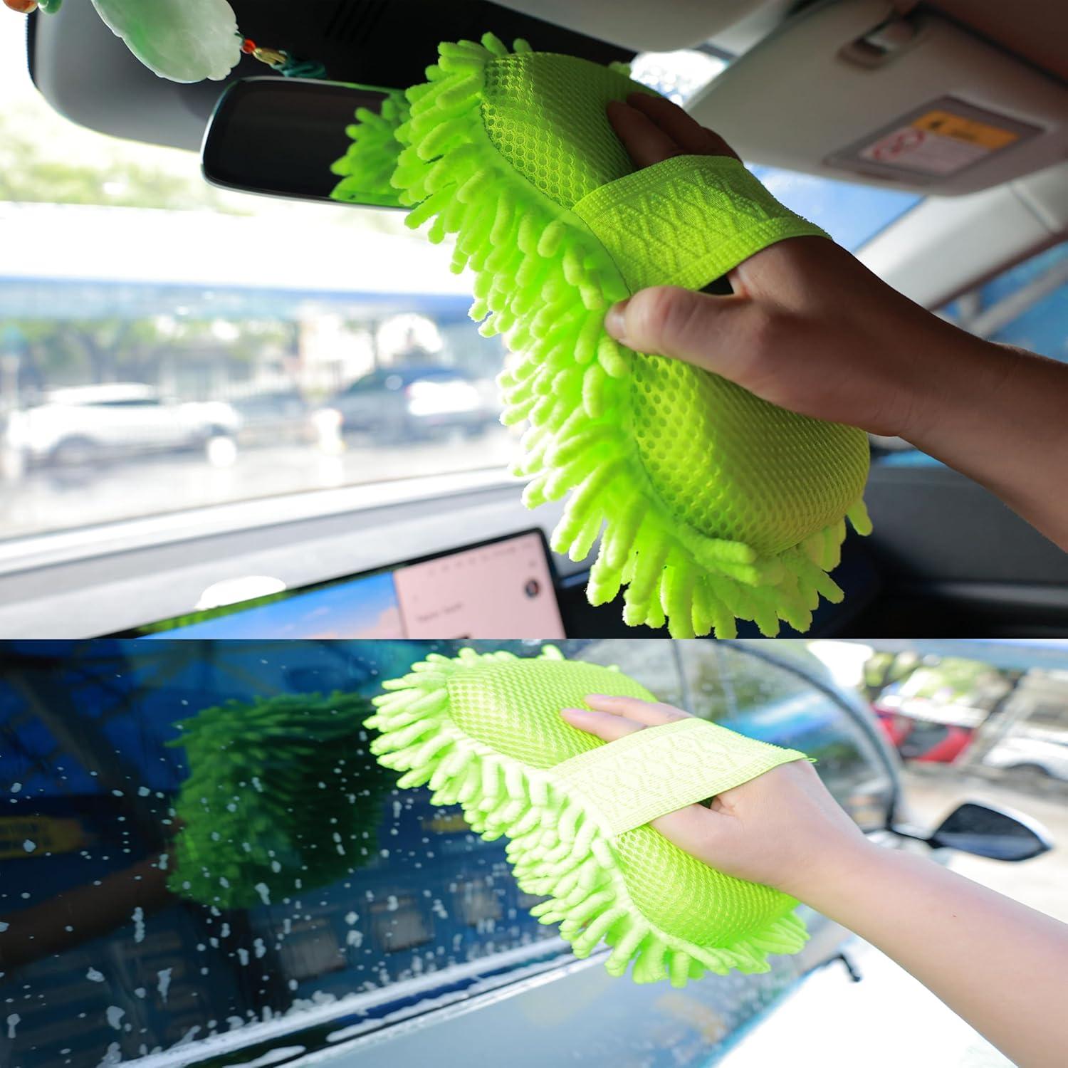 Esponja de Lavado de Coche Microfibra Chenille 2 Paquete Verde