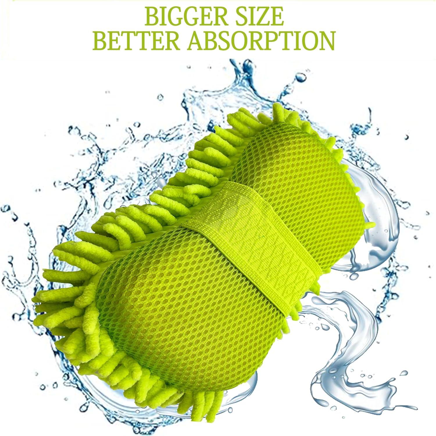 Esponja de Lavado de Coche Microfibra Chenille 2 Paquete Verde