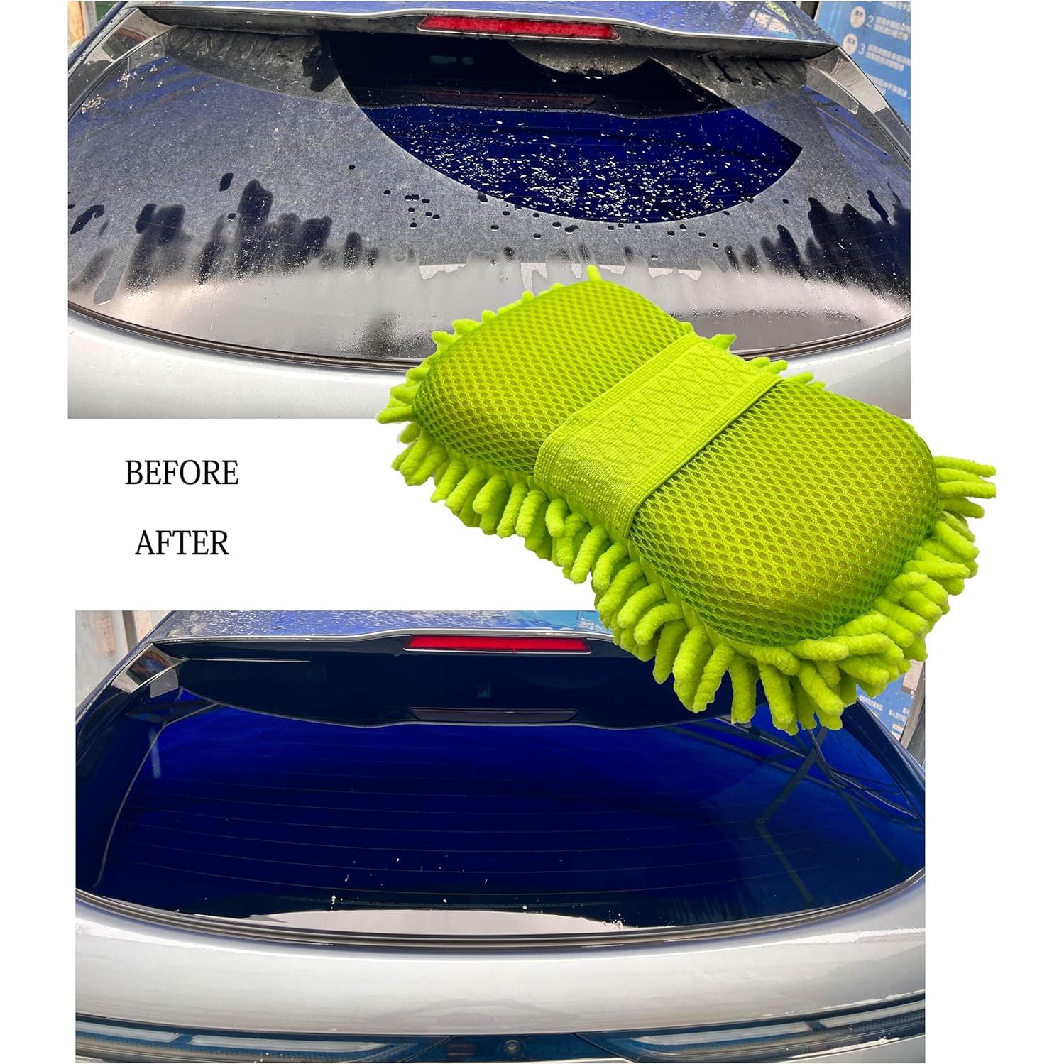 Esponja de Lavado de Coche Microfibra Chenille 2 Paquete Verde