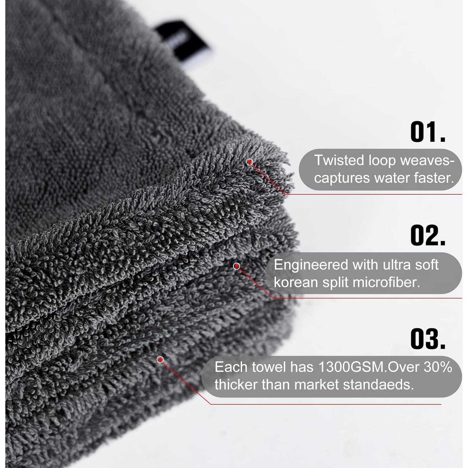 Paquete de 2 Toallas de Secado XL Singrune 1300GSM Microfibra