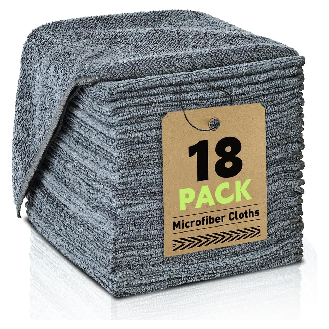 Paquete de 18 Paños de Microfibra TEAWOO 30x30 cm Gris