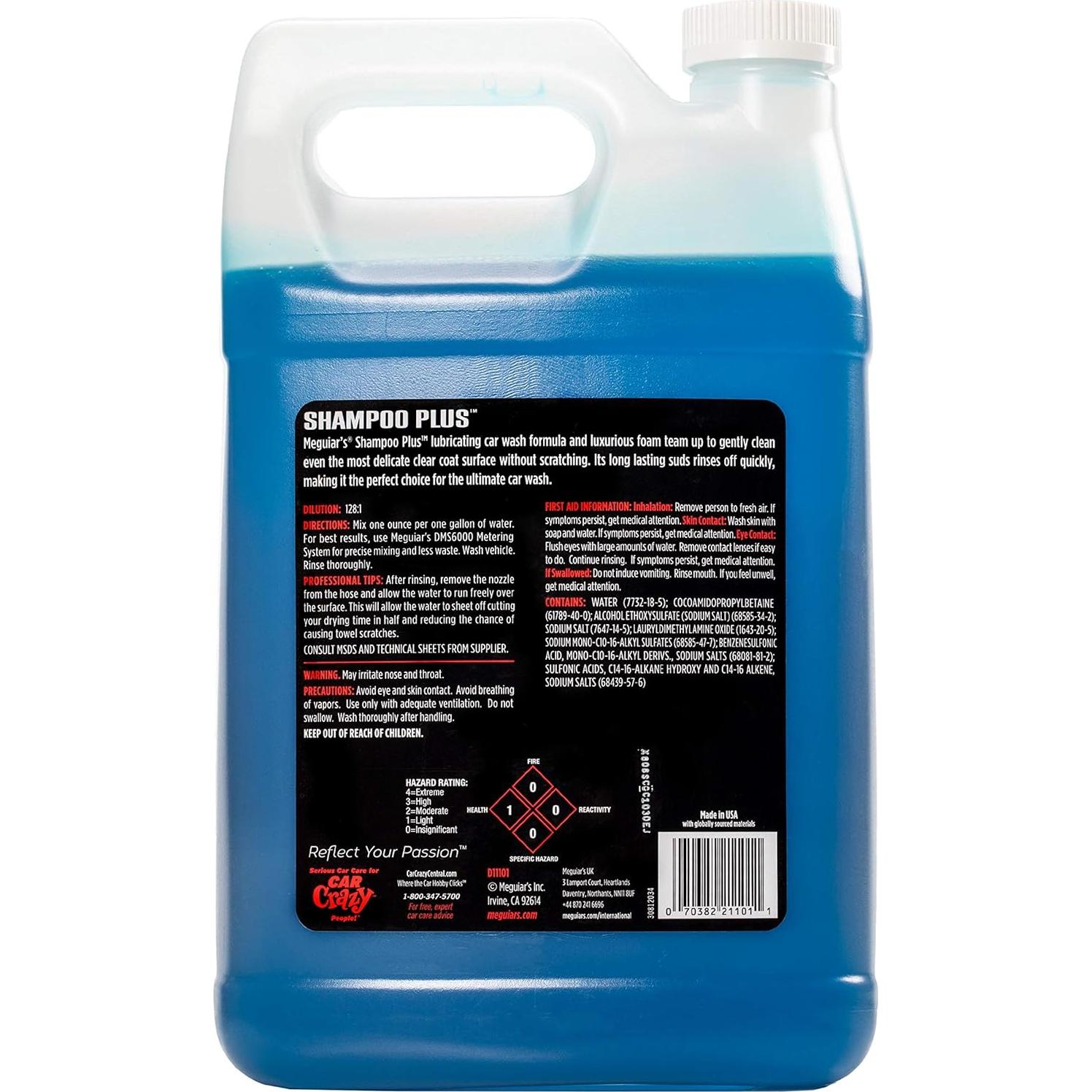 Shampoo Plus Meguiar's 3.78L - Jabón Lavado Autos Espumoso