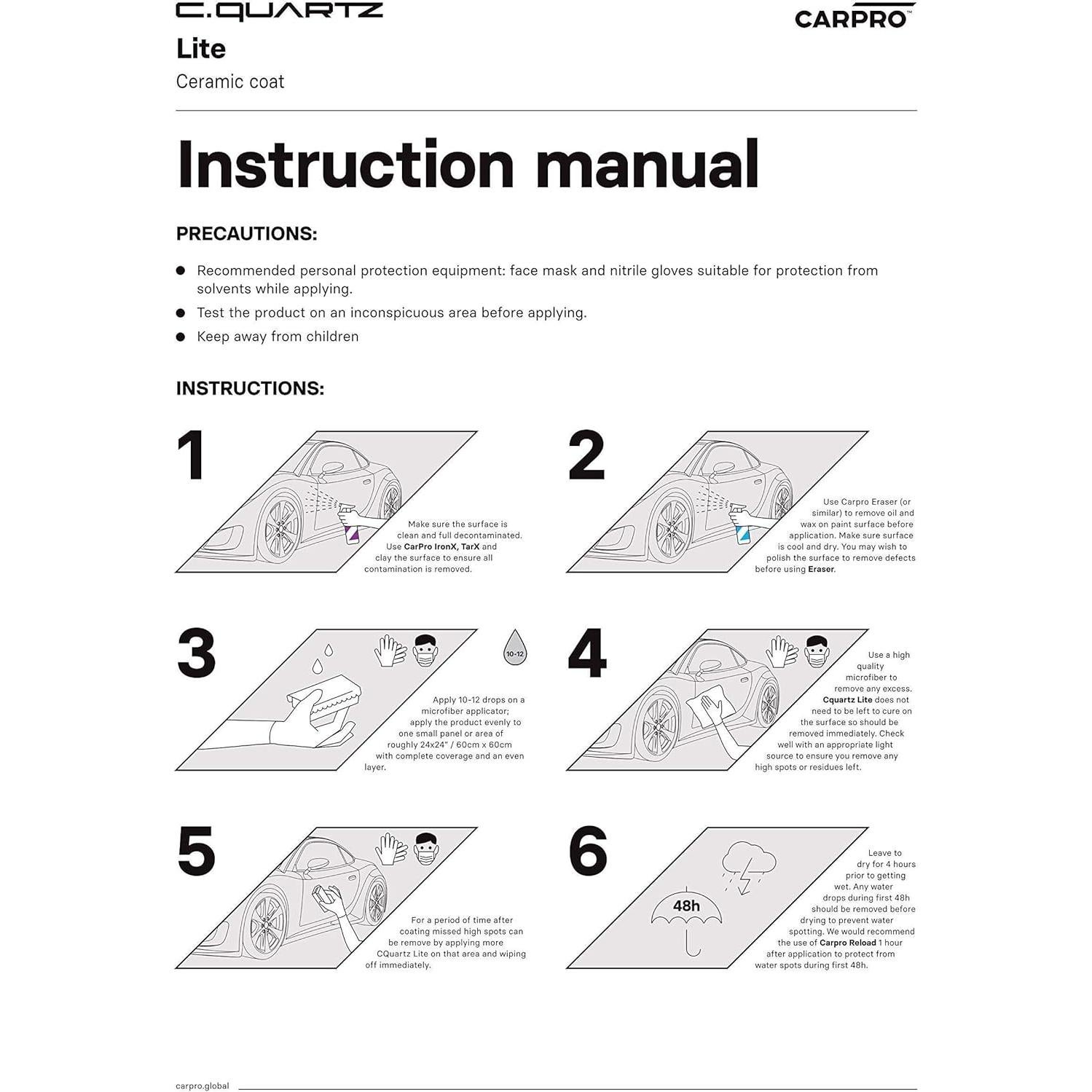 Recubrimiento Cerámico CARPRO CQUARTZ Lite 100mL - Sio2/Tio2