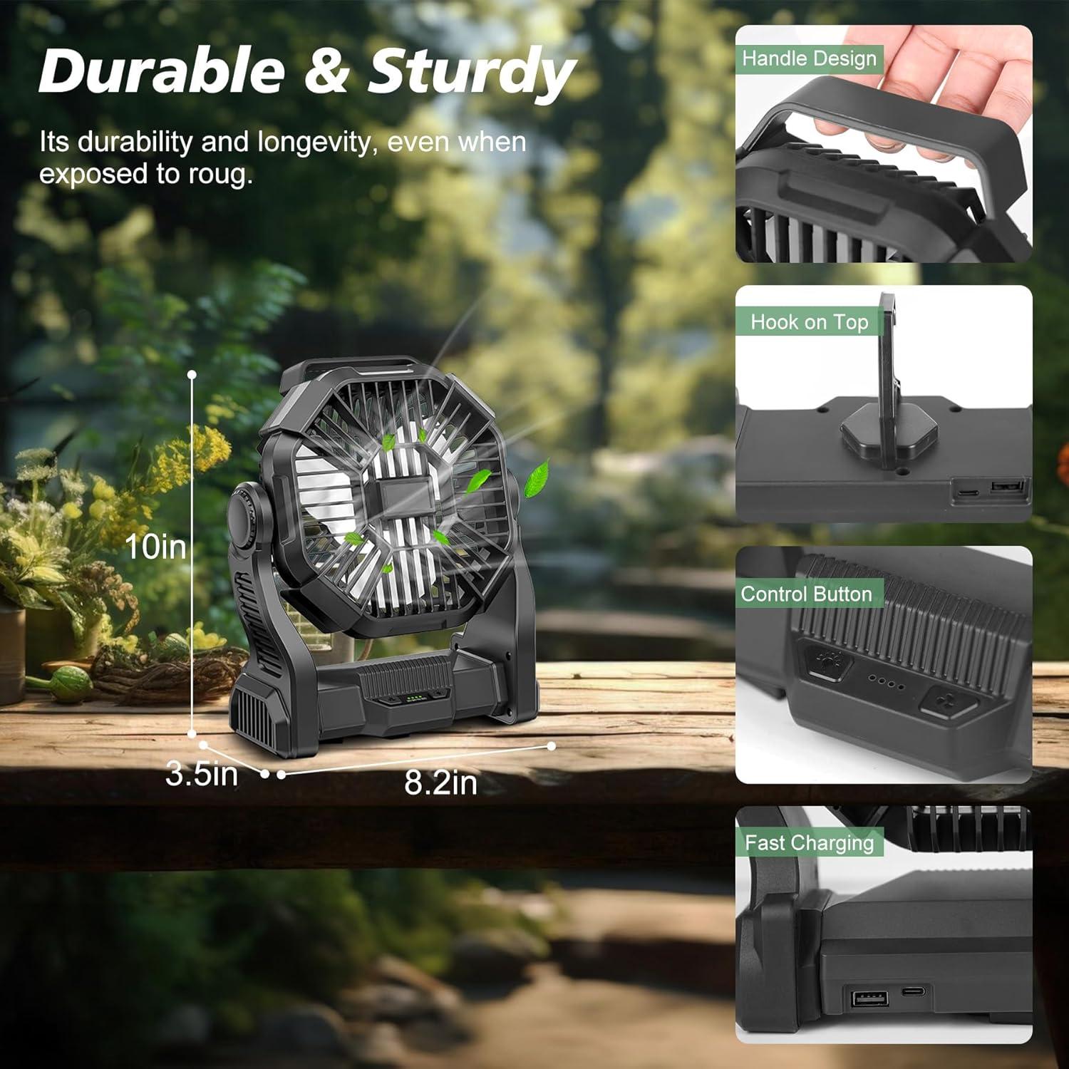 Ventilador Portátil CONBOLA X23-PRO 20400mAh USB C LED