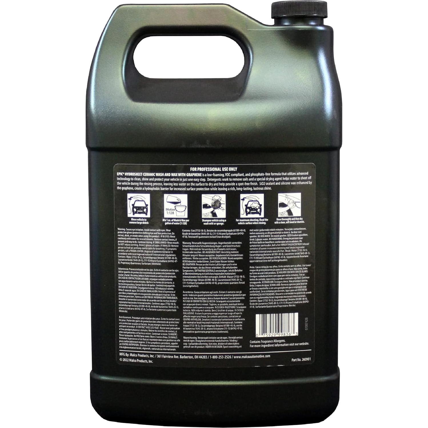 Malco Epic Hydrosheet - Lavado y Cera Cerámica 3.66 kg