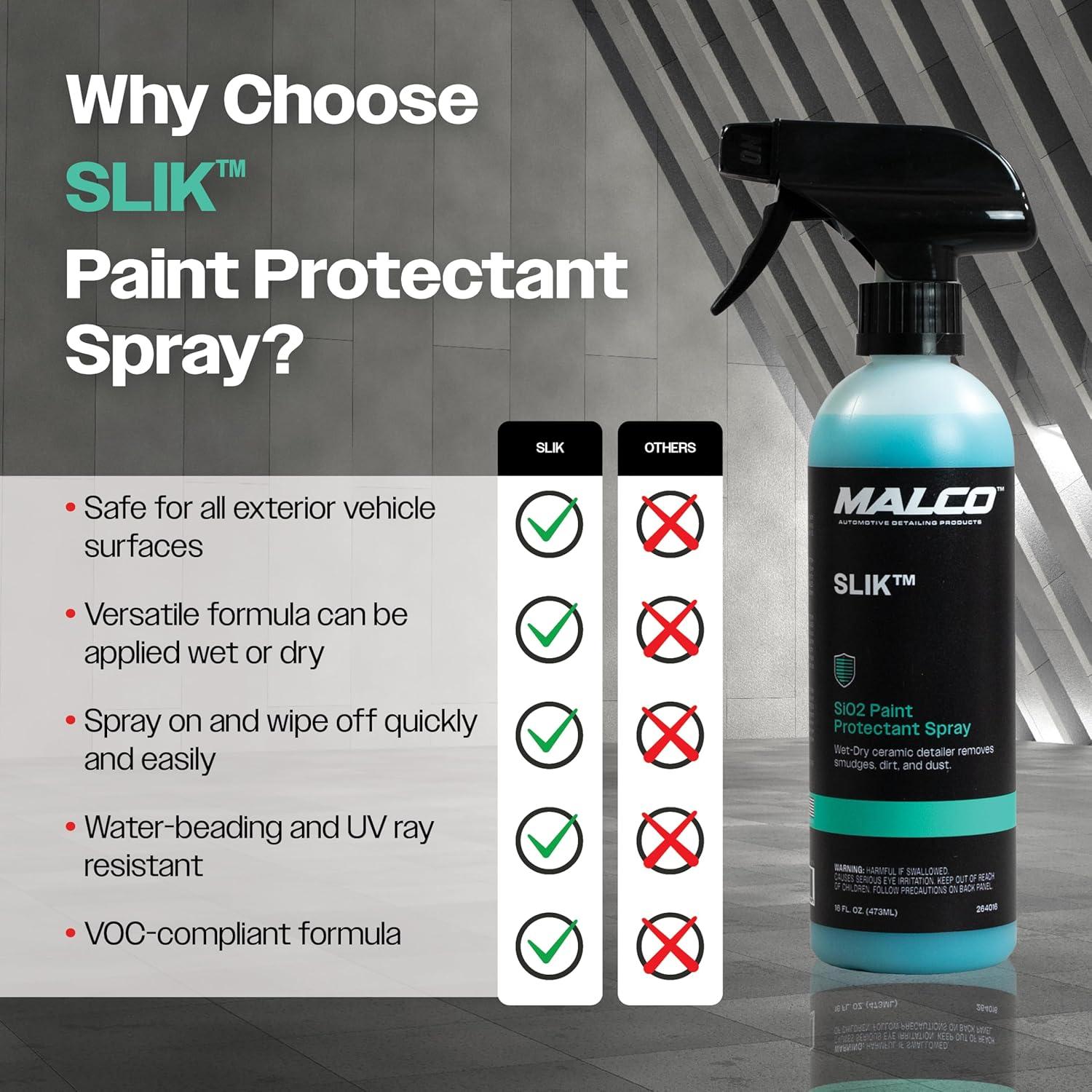Spray de Protección de Pintura Malco SLIK SiO2 473ml con Toalla