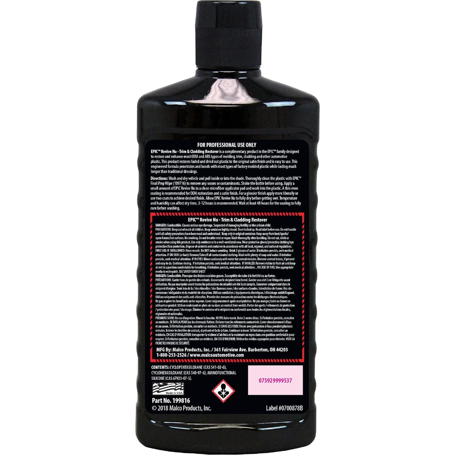 Restaurador de Plástico Malco Epic Revive 473ml - Acabado Negro