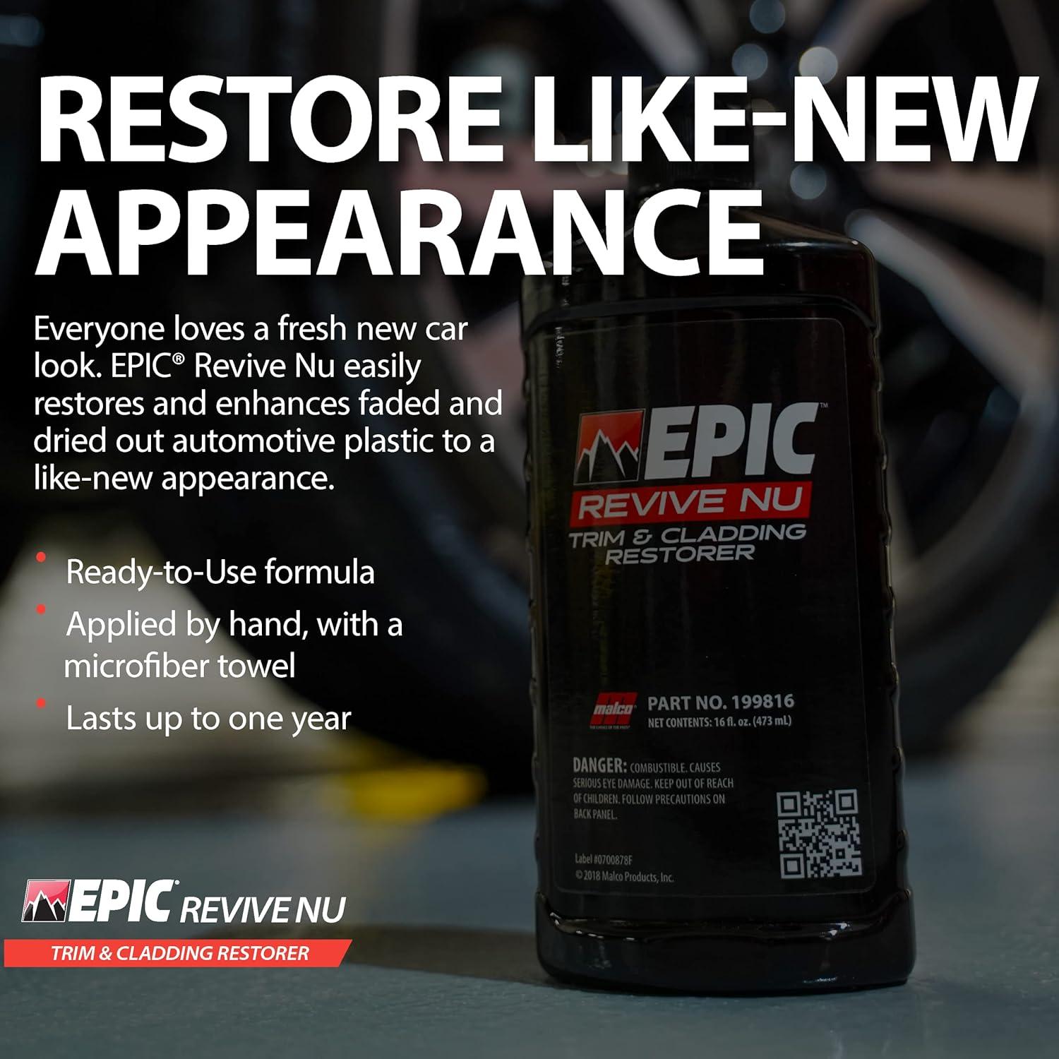 Restaurador de Plástico Malco Epic Revive 473ml - Acabado Negro