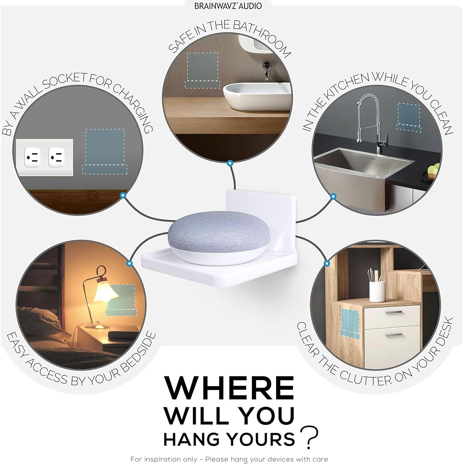 Estante de pared BRAINWAVZ blanco para cámaras y altavoces