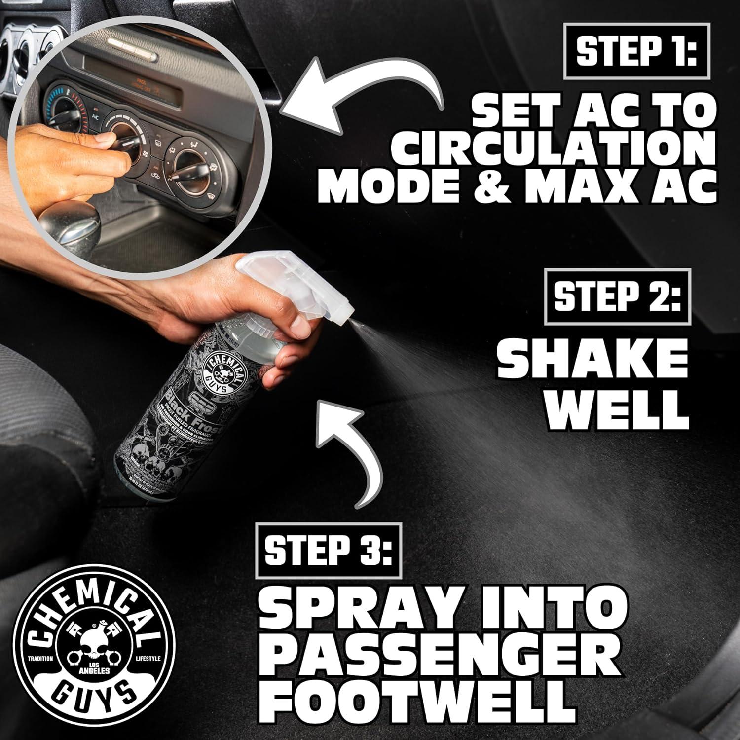 Aromatizante de Aire Chemical Guys Black Frost 473 ml - Eliminador de Olores