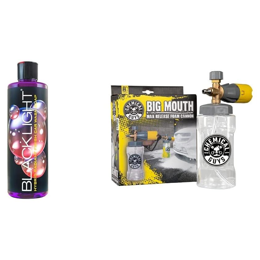 Kit Jabón Espumoso Chemical Guys Black Light 473 ml + Foam Cannon