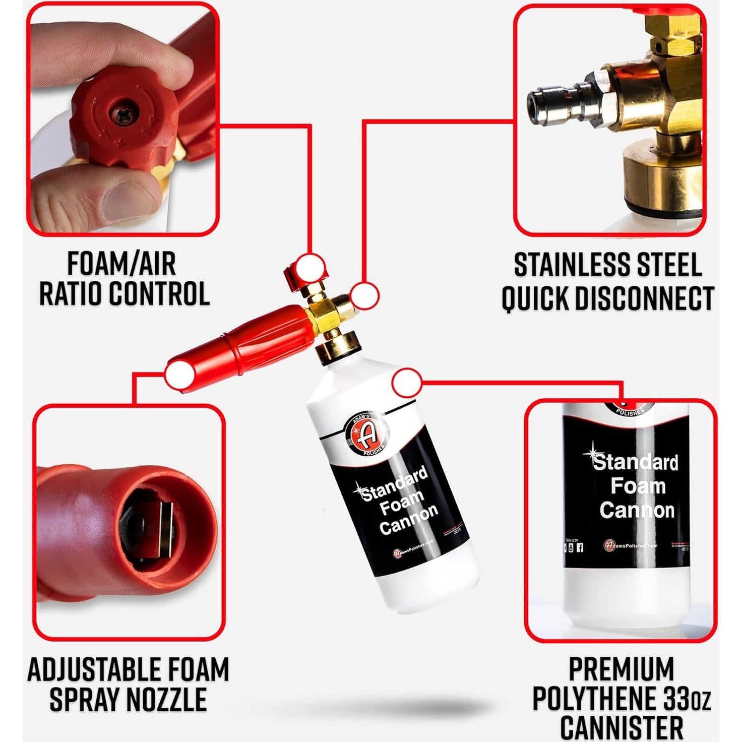 Cannon de Espuma Adam's Polishes 1L - Pulverizador para Lavado de Autos